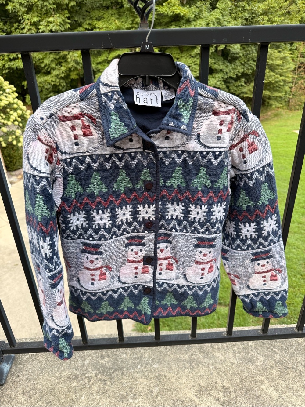 Keren Hart Women’s Small Snowman Christmas Jacket Tapestry Holiday Winter Cotton